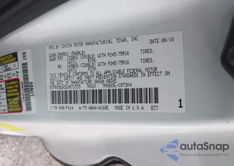 2016 Toyota Tacoma Sr из США, поврежденный, VIN 5TFRX5GN3GX071535